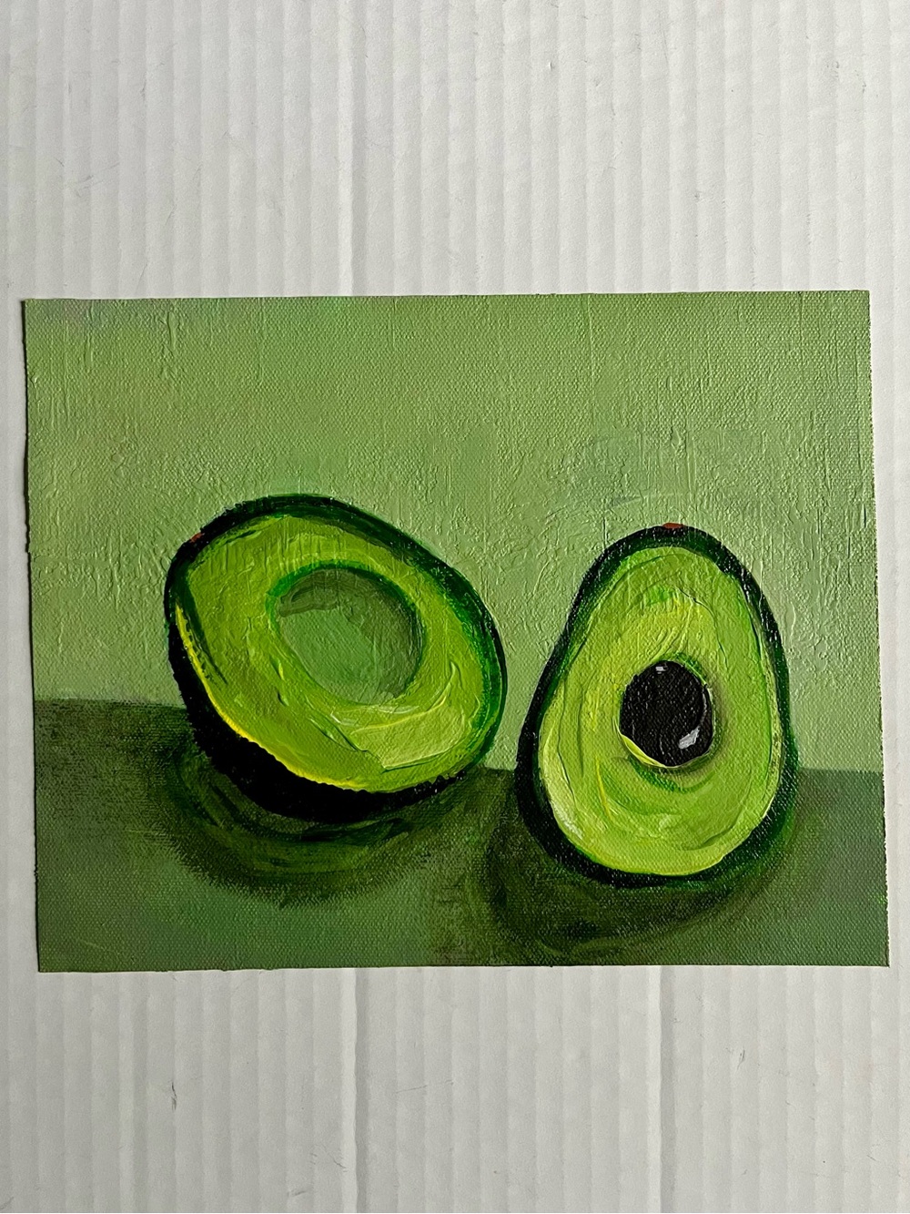 Textured Avocado Acrylic Painting 8x10 Unframed Wall Art